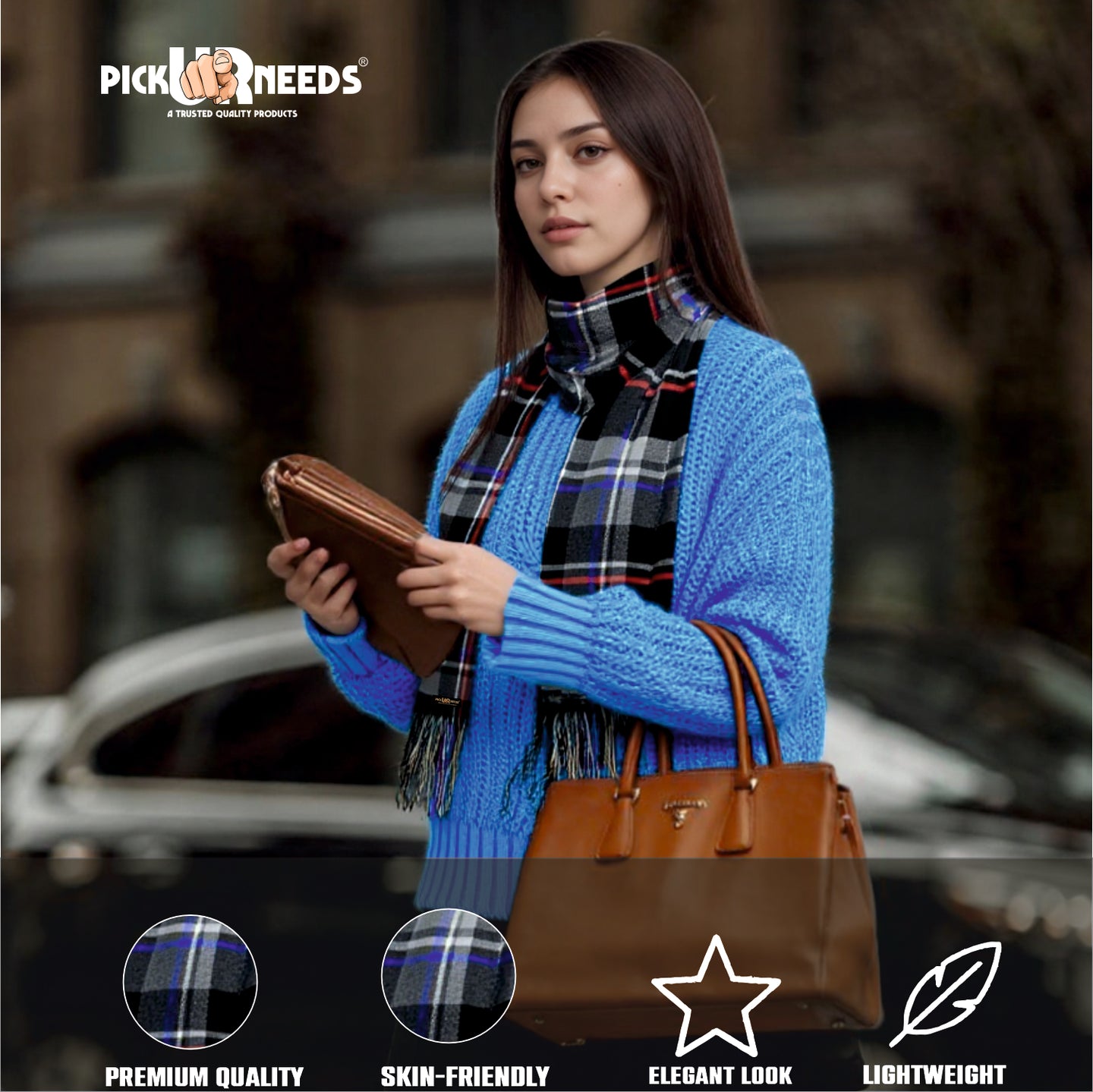 Pick Ur Needs Pure Cashmere Womens Winter Stylish Muffler Warm, Soft and Trendy Scarves for Cold W